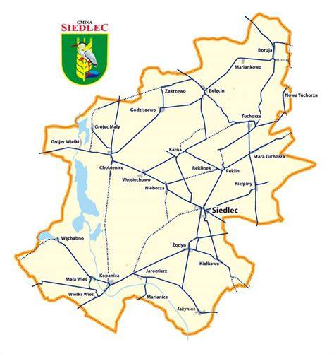 Mapa Gminy Siedlec z zaznaczeniem lokalizacji jednostek OSP