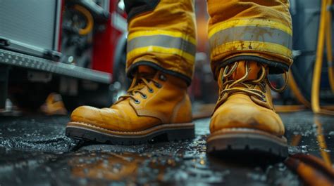 Thematic photo of firefighter boots in action, possibly on a hazardous surface