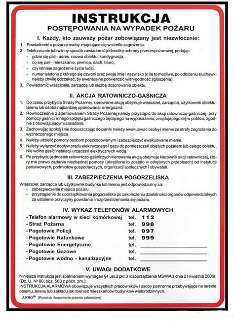 Instrukcja BHP postępowania na wypadek pożaru