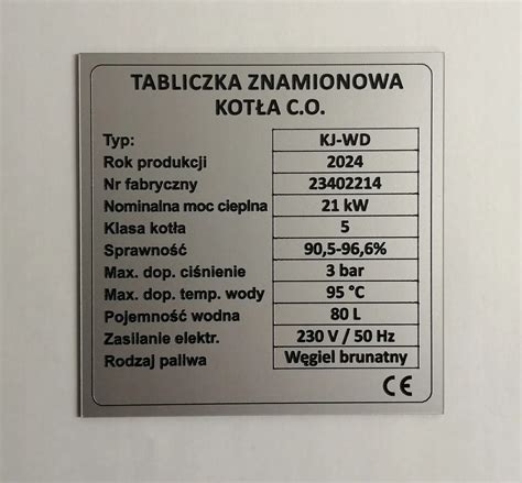 Przykładowa tabliczka znamionowa szafy ognioodpornej z widocznymi certyfikatami