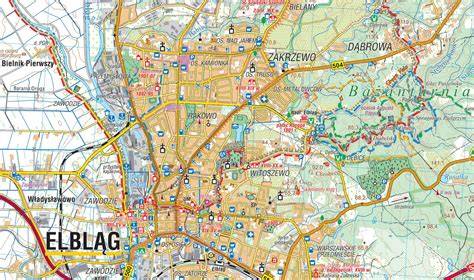 Mapa Elbląga z zaznaczoną ulicą Ogólną i Legionów