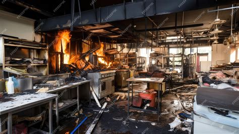 Photo of a commercial kitchen after a fire