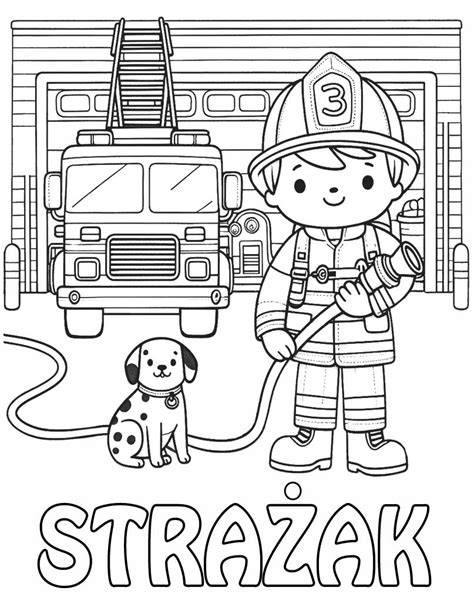 zdjęcie przykładowej kolorowanki strażaka