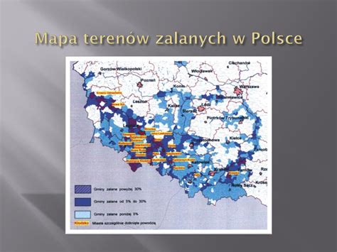 Mapa zalanych obszarów Czechowic-Dziedzic
