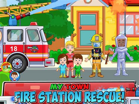 infografika z kluczowymi cechami gry My Town Fire Station