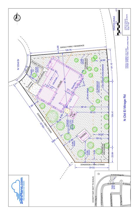 Map excerpt showing a construction plot and utility networks