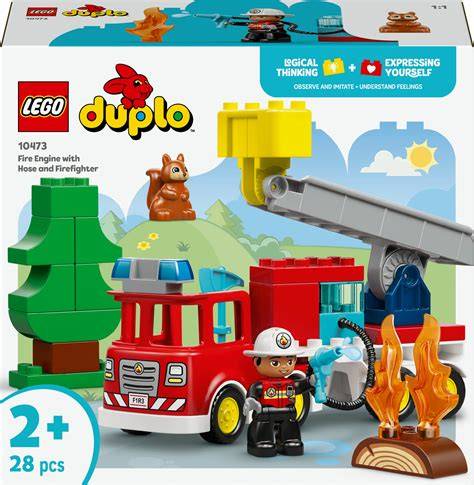 Wóz strażacki LEGO DUPLO z kotem na drzewie i strażakiem