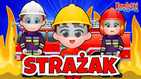 Strażak podczas akcji informacyjnej dla dzieci lub mieszkańców