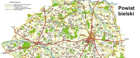 Mapa powiatu bolesławieckiego z zaznaczonymi punktami interwencji służb ratunkowych