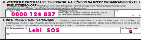 Schemat pokazujący pola w formularzu PIT, w których należy wpisać KRS oraz cel szczegółowy