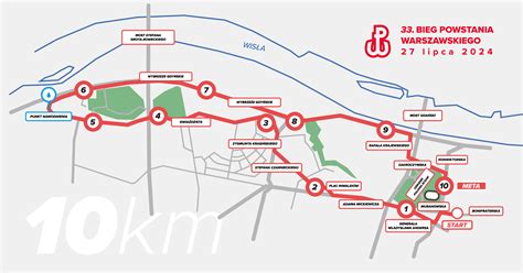 Infografika przedstawiająca trasę biegu na 10 km w Chojnicach