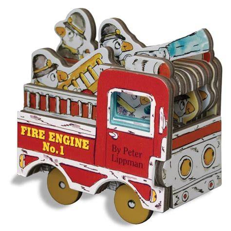 Illustration of a book shaped like a fire engine 