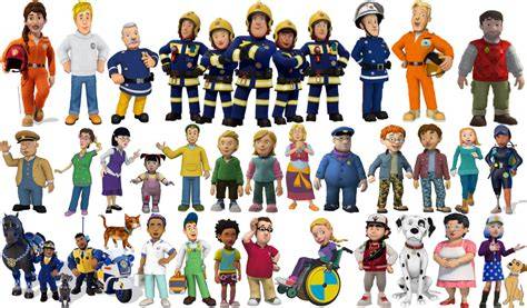 Infographic of main characters from Fireman Sam