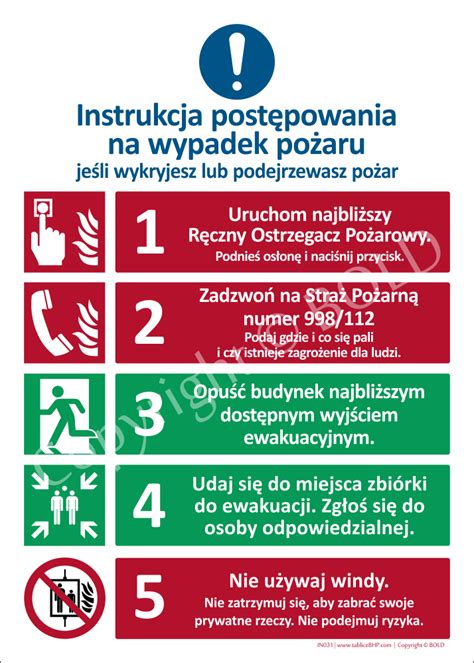 Infografika - procedura ewakuacji z budynku w czasie pożaru