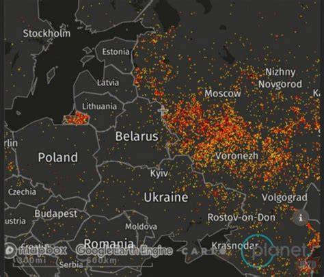 mapa pożarów w Karolinie Południowej z zaznaczeniem epicentrów