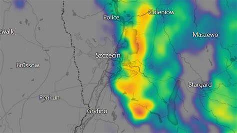 Mapa pogody z prognozowanymi opadami i temperaturami dla Kujawsko-Pomorskiego