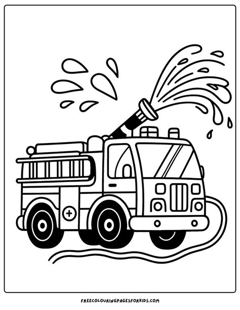 Thematic photo of a child coloring a fire truck