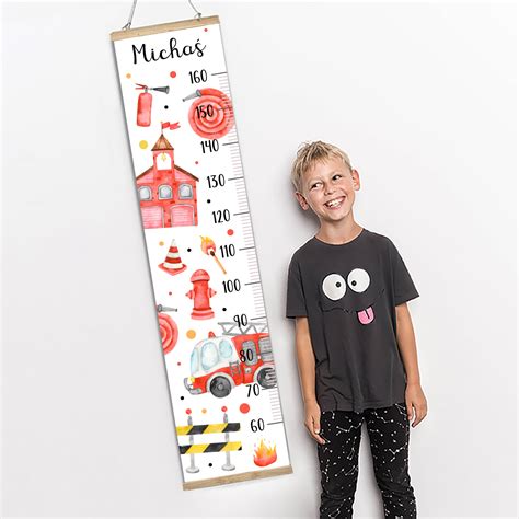 miarka wzrostu strażak szczegółowa grafika