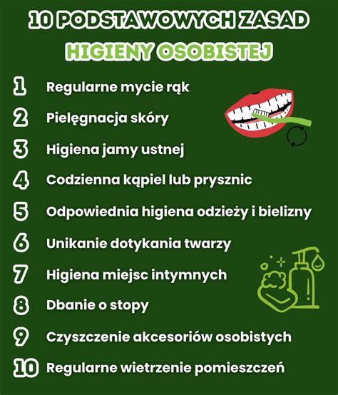 Infografika przedstawiająca najważniejsze zasady higieny i profilaktyki chorób zakaźnych
