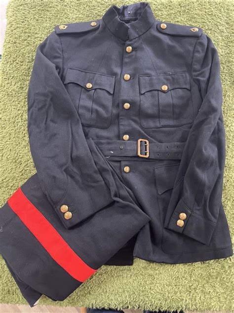 Detailed photo of a fire brigade dress uniform jacket and trousers