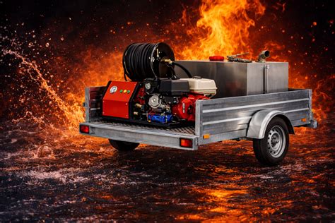 Thematic photo of a firefighting trailer attached to a vehicle