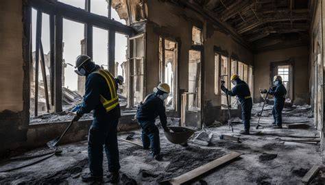 Photo of the damaged building after the fire