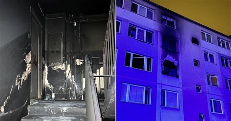 zdjęcie przedstawiające budynek mieszkalny, z którego wyskoczył sprawca innej tragedii