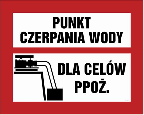 Znak informacyjny punktu czerpania wody - biało-niebieska tablica