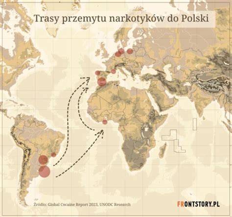 mapa ilustrująca podróż Artura i Janka z Polski do Kolumbii w celu ratowania Pawła