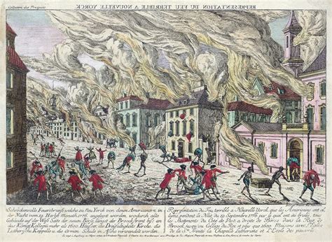 Engraving depicting the Great Fire of New York in 1776