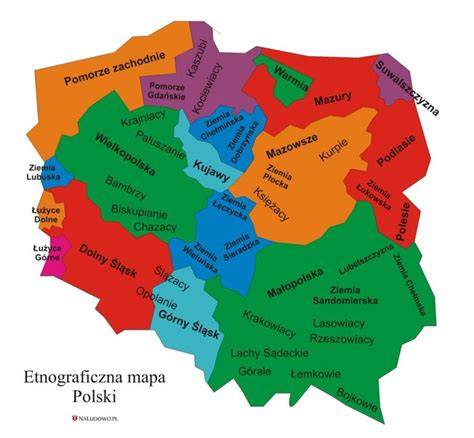 Mapa etnograficzna regionu uwzględniająca położenie gminy Wiśniowa na tle grup regionalnych Małopolski