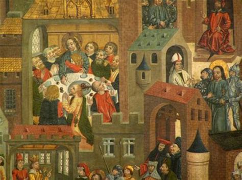 Historyczna ilustracja pożaru średniowiecznego kościoła