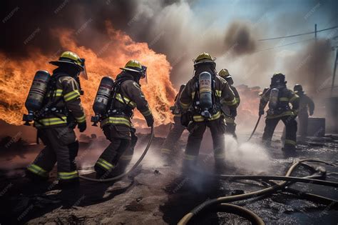 Thematic photo of firefighters in action during a fire