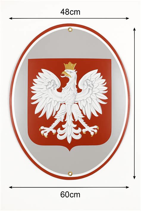 Grafika przedstawiająca emblemat z godłem Rzeczypospolitej Polskiej i naszywkę z flagą