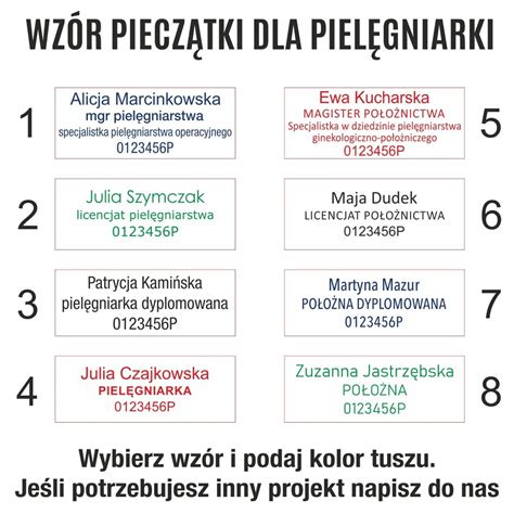 Przykład pieczątki imiennej Prezesa OSP z różnymi wariantami treści