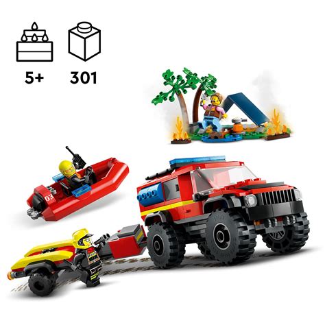 Schemat budowy wozu strażackiego z łodzią ratunkową LEGO City