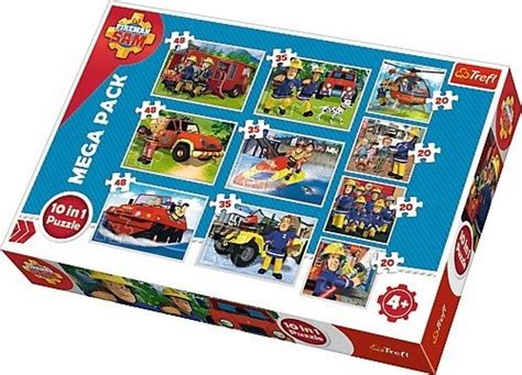 Zestaw puzzli Strażak Sam Mega Pack 10w1 w opakowaniu