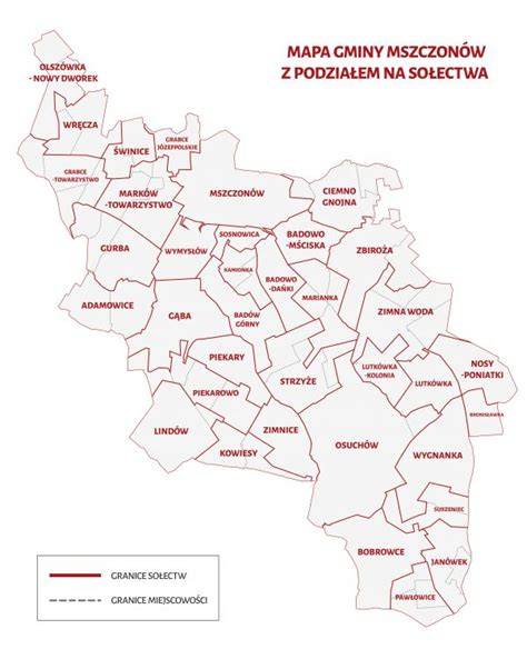 Mapa gminy Mszczonów z zaznaczonymi lokalizacjami OSP i innych kluczowych organizacji