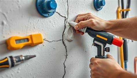 Zdjęcie pęknięć na ścianie budynku oraz uszkodzonej nawierzchni jezdni
