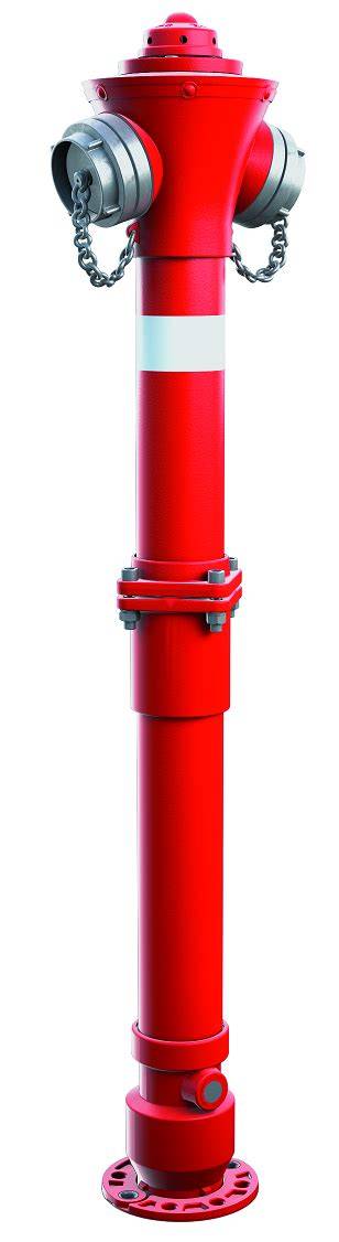 Hydrant nadziemny w otoczeniu miejskim z symboliką przeciwpożarową