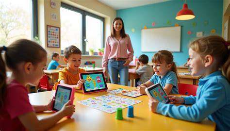 Infografika prezentująca kluczowe korzyści z gier edukacyjnych dla dzieci