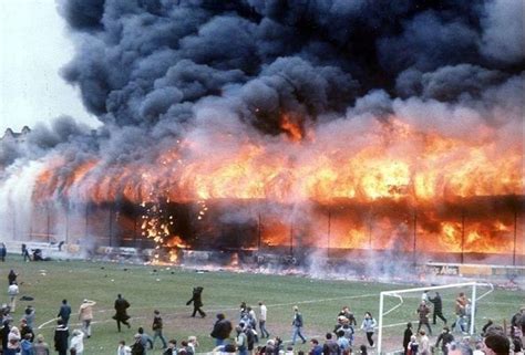 The stadium fire in Bradford City, 1985