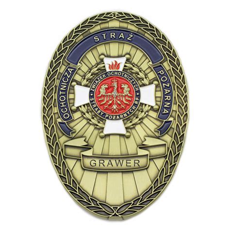 Symboliczna odznaka strażacka lub schemat hierarchii odznaczeń OSP