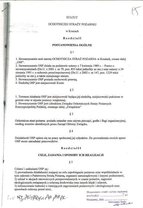 schemat treści statutu OSP
