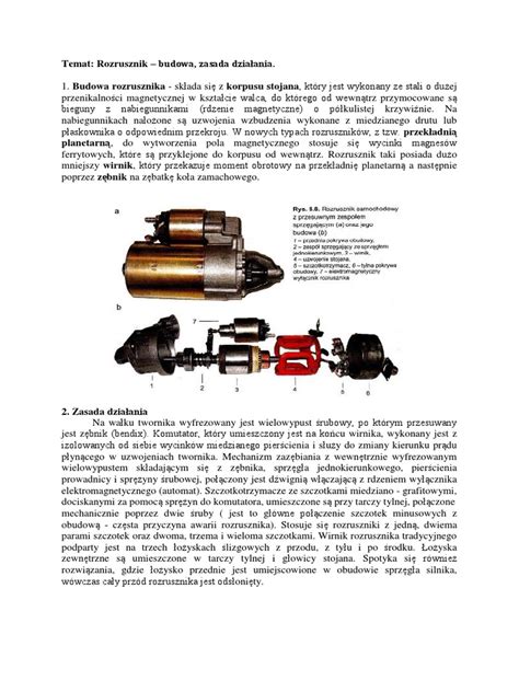 Diagram wadliwego rozrusznika lub schemat jego działania