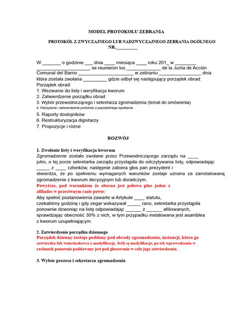 Schemat przebiegu walnego zebrania sprawozdawczego OSP