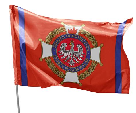 Szczegółowa infografika przedstawiająca specyfikację techniczną flagi masztowej OSP