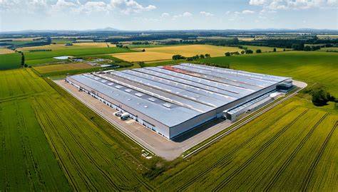 Zdjęcie spalonej hali produkcyjnej firmy Wireland w Bytowie