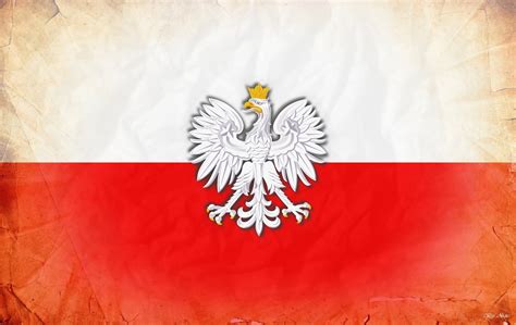Polska flaga i godło w towarzystwie dzieci w tradycyjnych strojach