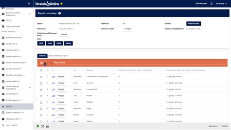 Zestawienie danych strażaków z różnych modułów systemu zarządzania OSP